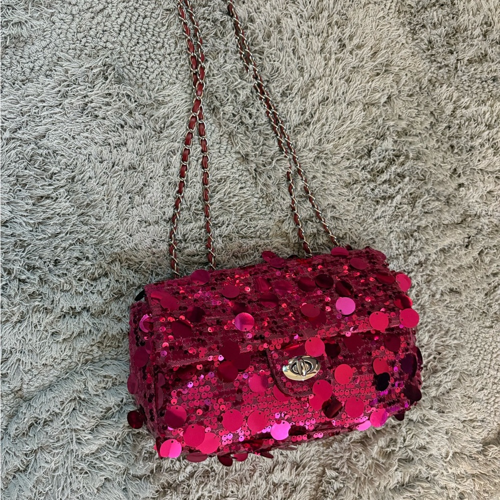 Mystique Boutique Fuchsia Sequin Shoulder Bag